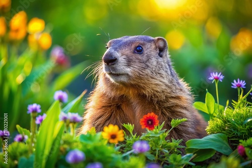 Candid Groundhog Moments: Capturing the Playful Spirit of Groundhogs in Their Natural Habitat, Showcasing Their Curiosity and Charm in a Beautiful Outdoor Setting