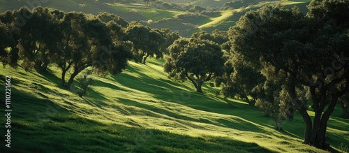 Lush green landscape of Anaga mountain massif with laurel forests, deep ravines, and charming hamlets under soft sunlight photo