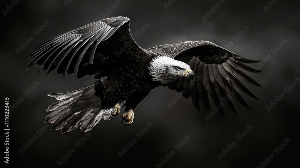 Obraz premium A bald eagle is flying in the sky