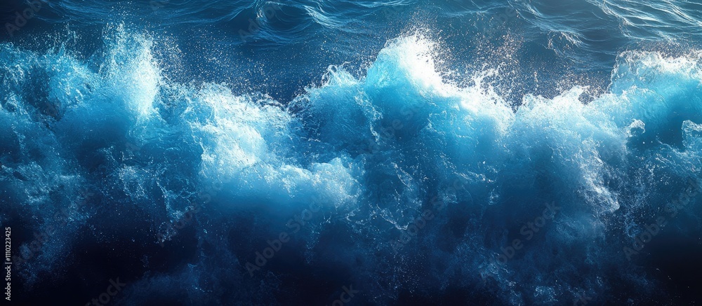 Vibrant ocean waves creating a dynamic scene with blue water and sunlight reflecting on the surface Vibrant ocean waves creating a dynamic scene with blue water and sunlight reflecting on the surface