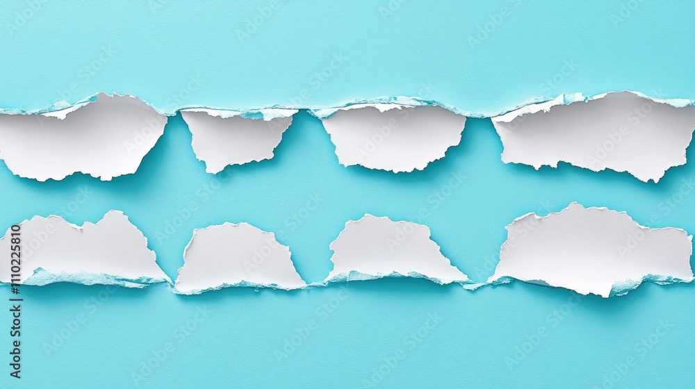 Fototapeta premium Torn paper strips on blue background representing financial concepts investment growth and market opportunities in the bond and stock sectors