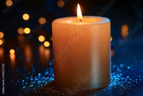 Elegant candlelight scene with a charming merry christmas background for the holiday spirit photo