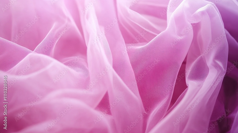 Delicate pink tulle fabric draped elegantly creating a soft textured background for design and artistic projects Delicate pink tulle fabric draped elegantly creating a soft textured background for design and artistic projects