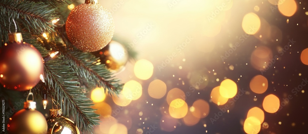 Golden Christmas backdrop with blurred lights and ornaments creating a festive atmosphere for holiday-themed designs and celebrations. Golden Christmas backdrop with blurred lights and ornaments creating a festive atmosphere for holiday-themed designs and celebrations.