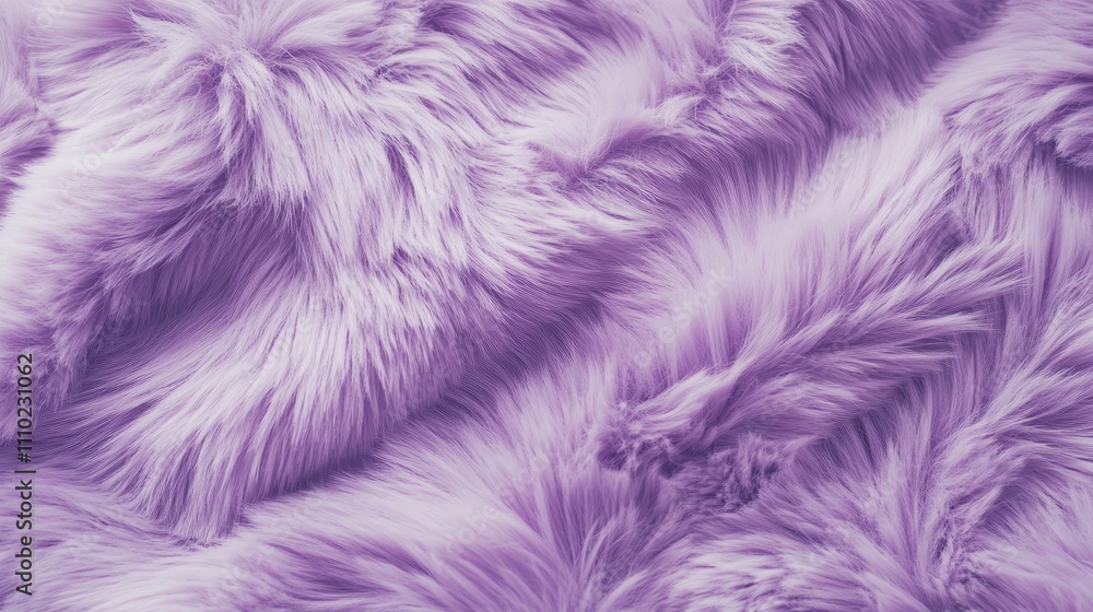Obraz premium Soft lilac faux fur folds on a white background showcasing delicate fabric texture ideal for winter fashion and cozy home decor designs