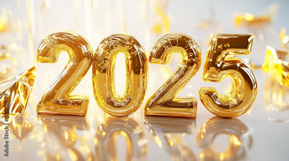 A luxurious golden with reflective textures on a bright white background, radiating a celebratory feel A luxurious golden with reflective textures on a bright white background, radiating a celebratory feel