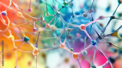 An abstract portrayal of neurodiversity with a colorful neural network design illustrating various cognitive paths and connections, symbolizing different ways of thinking, minimalist composition