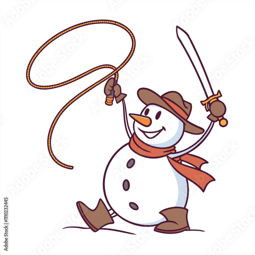 Snowman with Sword: A Bold Winter Warrior for Unique Holiday and Fantasy Art Designs