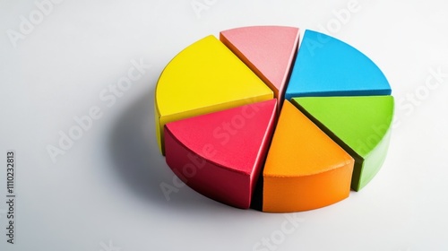 An abstract portrayal of socioeconomic inclusivity with a colorful pie chart where each segment represents different income levels, symbolizing balanced economic opportunities, minimalist composition photo