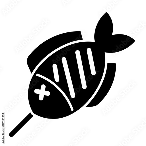 grilled fish glyph icon