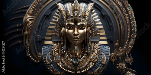 Golden Mask Of Ancient Pharaoh. Illustration On The Theme Of History And Religion, Culture And God.  Generative AI