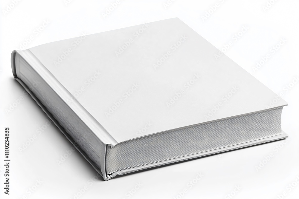 Blank book laying on a white surface ready for writing or drawing ideas Blank book laying on a white surface ready for writing or drawing ideas