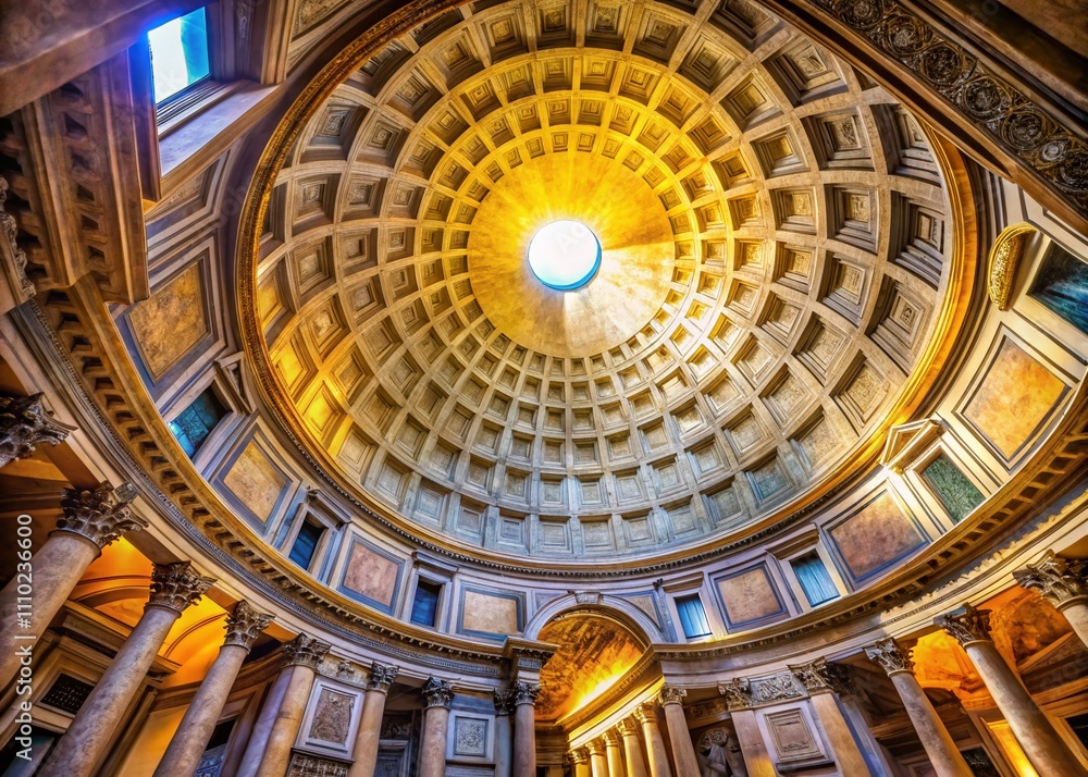 Captivating Interior Dome of the Pantheon in Rome, Illuminated by Rays of Light on May 16, 2017 - A Stunning Macro Photography Perspective Captivating Interior Dome of the Pantheon in Rome, Illuminated by Rays of Light on May 16, 2017 - A Stunning Macro Photography Perspective