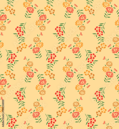 Wallpaper Mural Japanese Colorful Pretty Flower Vector Seamless Pattern
 Torontodigital.ca