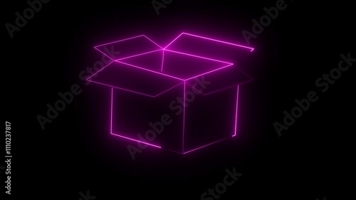  Animated black background 4k looping neon glow order picking thin redviolet line icon   photo