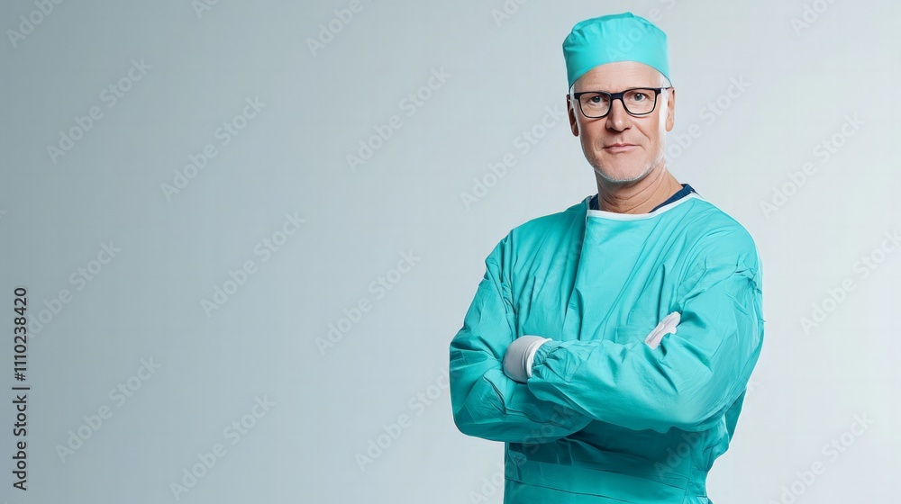 Surgeon in scrubs hospital portrait clinical environment serious viewpoint health profession insights Surgeon in scrubs hospital portrait clinical environment serious viewpoint health profession insights