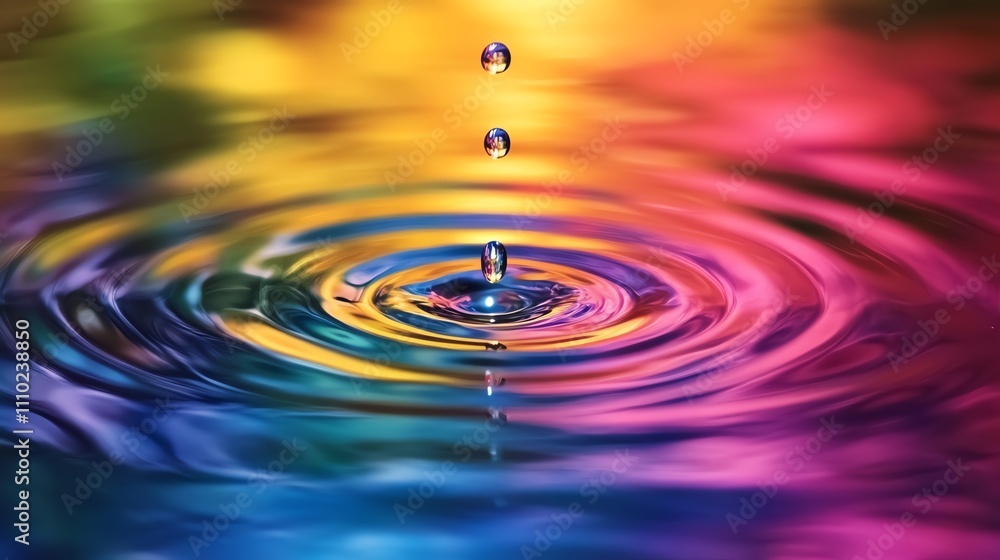 Colorful water ripple showing a single drop creating waves. Colorful water ripple showing a single drop creating waves.