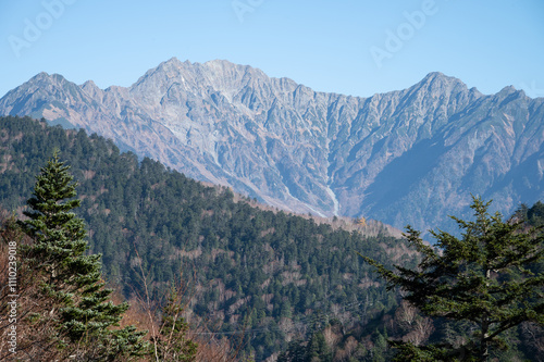 安房峠から望む冠雪の穂高岳 photo