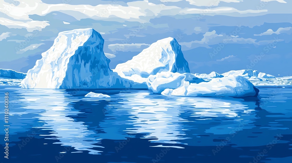 custom made wallpaper toronto digitalStunning icebergs floating in serene blue waters under clouds.