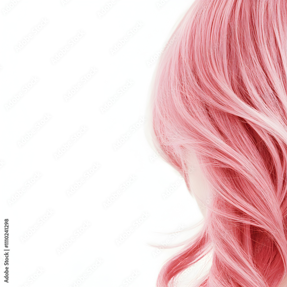 Naklejka premium Pink hair on the side of a white background 
