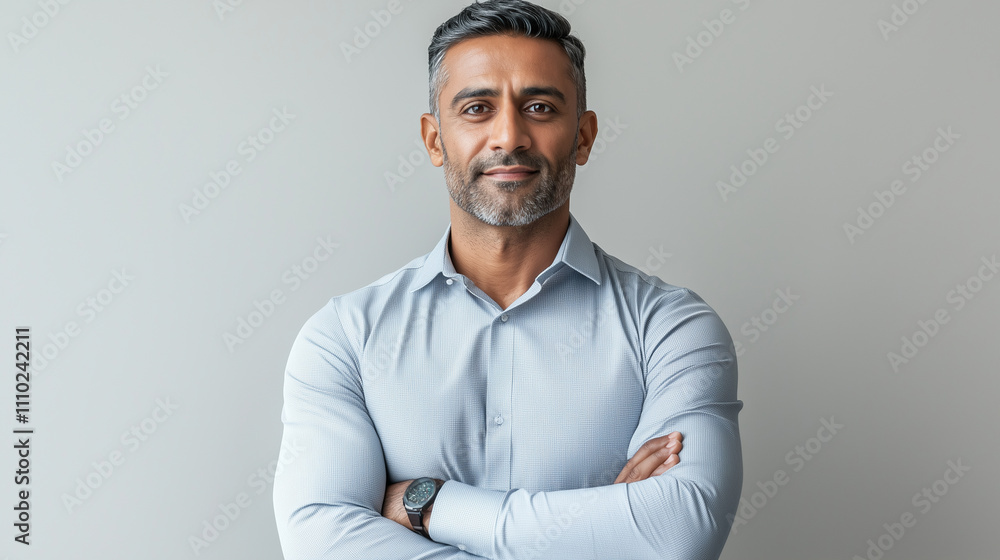 Confident Indian Man in Formal Shirt with Crossed Arms Confident Indian Man in Formal Shirt with Crossed Arms