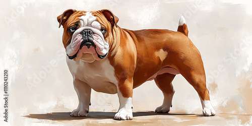 Digital painting of a stunning English Bulldog. photo