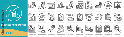 Business forecasting icon. Sales Forecasting, Revenue Projections, Market Trends, Demand Forecasting and Financial Projections