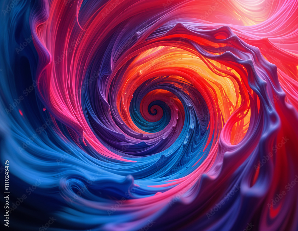 Obraz premium Hypnotic Swirling Vortex of Neon Colors in Fluid Motion