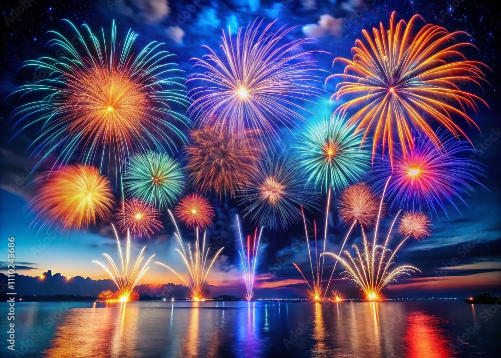 Captivating Night Sky Fireworks Show with Vibrant Explosions and Colors Lighting Up the Darkness in a Dazzling Display of Pyrotechnic Artistry Captivating Night Sky Fireworks Show with Vibrant Explosions and Colors Lighting Up the Darkness in a Dazzling Display of Pyrotechnic Artistry