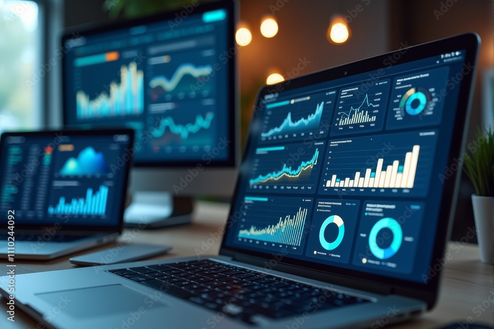 computer monitors displaying stock market charts and financial data, with a keyboard and mouse in the foreground. The image evokes a sense of focus, analysis, and the pursuit of financial success. computer monitors displaying stock market charts and financial data, with a keyboard and mouse in the foreground. The image evokes a sense of focus, analysis, and the pursuit of financial success.