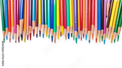 Colorful Pencils in Arrangement on White Background for Creativity