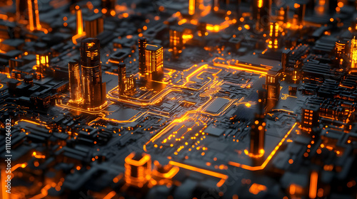 Futuristic Cityscape 3D Illustration