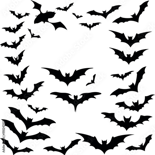 Bat Carton collection set silhouette vector art illustration