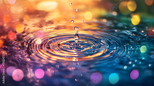 Vibrant Water Drop Abstract Background