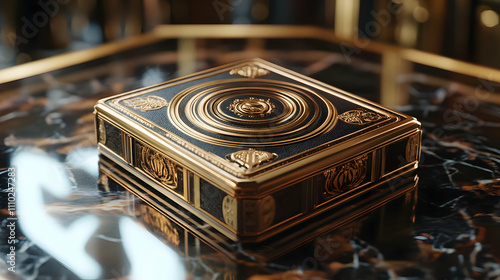 Ornate Gold and Black 3D Rendered Box