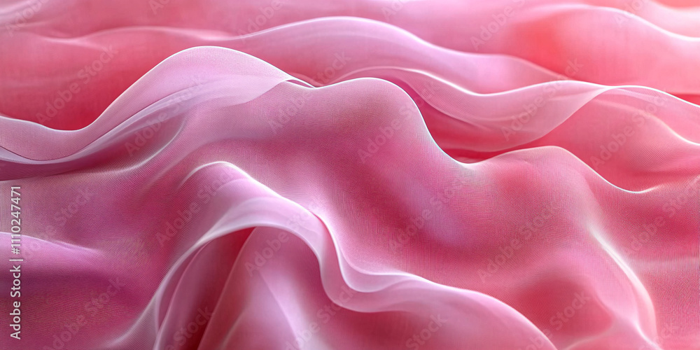 Close-up of pink silk fabric with soft waves and folds. Close-up of pink silk fabric with soft waves and folds.