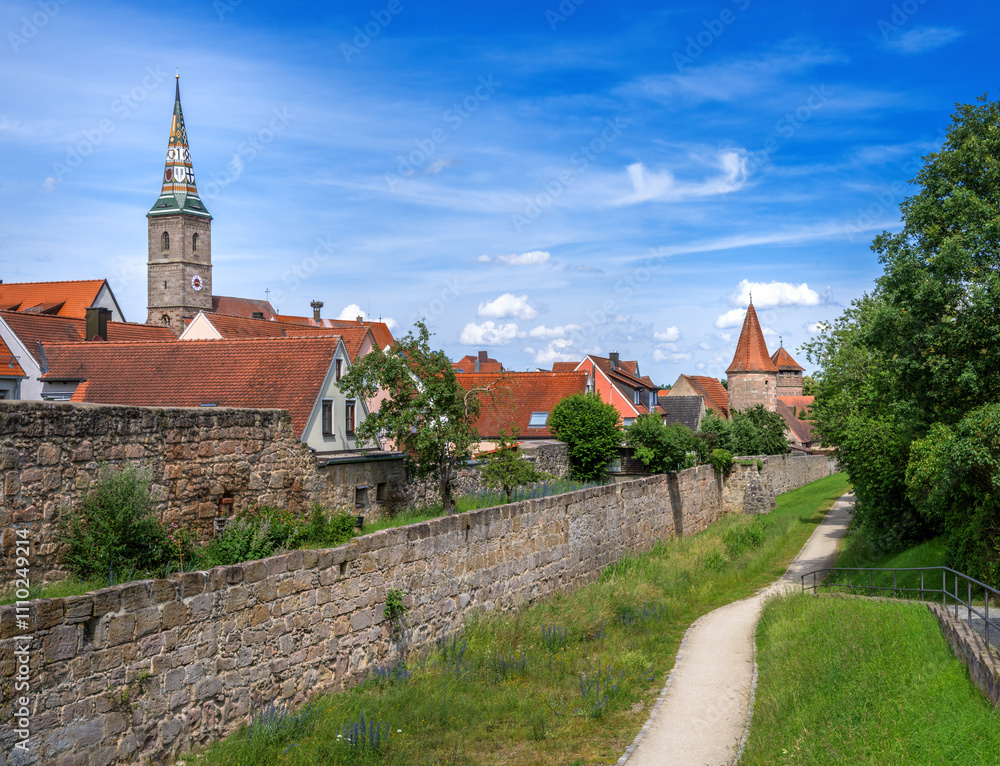 Historic medieval city wall of the town Wolframs-Eschenbach