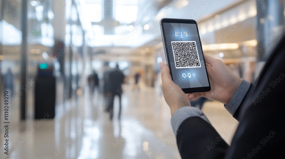 Person scanning a QR code with a smartphone, embracing modern technology and convenience in daily life. Person scanning a QR code with a smartphone, embracing modern technology and convenience in daily life.