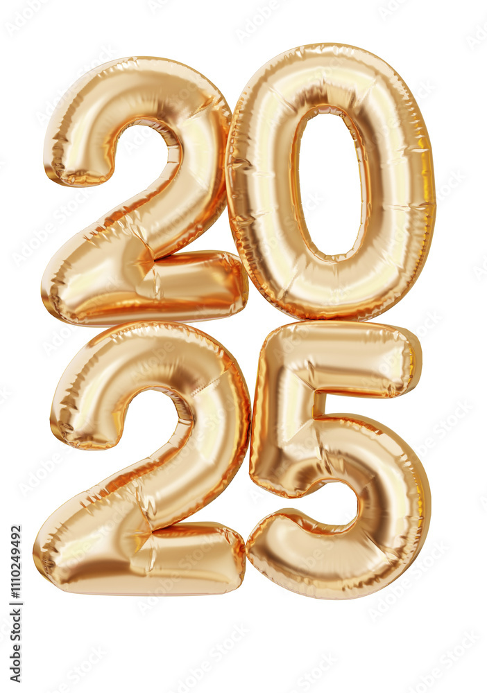 2025 numbers. New Year symbol. Bunch of foil balloons. 2025 sign. 3d render illustration. 2025 numbers. New Year symbol. Bunch of foil balloons. 2025 sign. 3d render illustration.