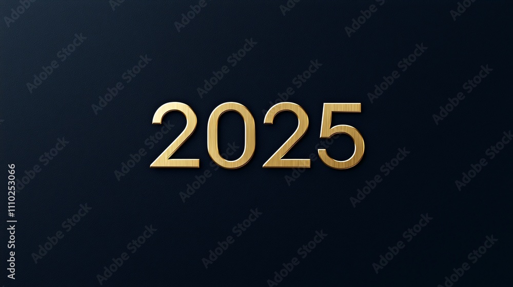 Modern minimalist gold text displaying the year 2025 on a deep matte background Modern minimalist gold text displaying the year 2025 on a deep matte background