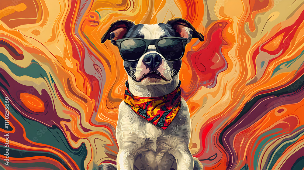 Cool Dog in Sunglasses Abstract Art Background Cool Dog in Sunglasses Abstract Art Background