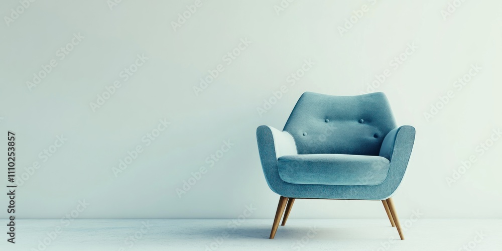Light blue armchair in minimalist room. Light blue armchair in minimalist room.