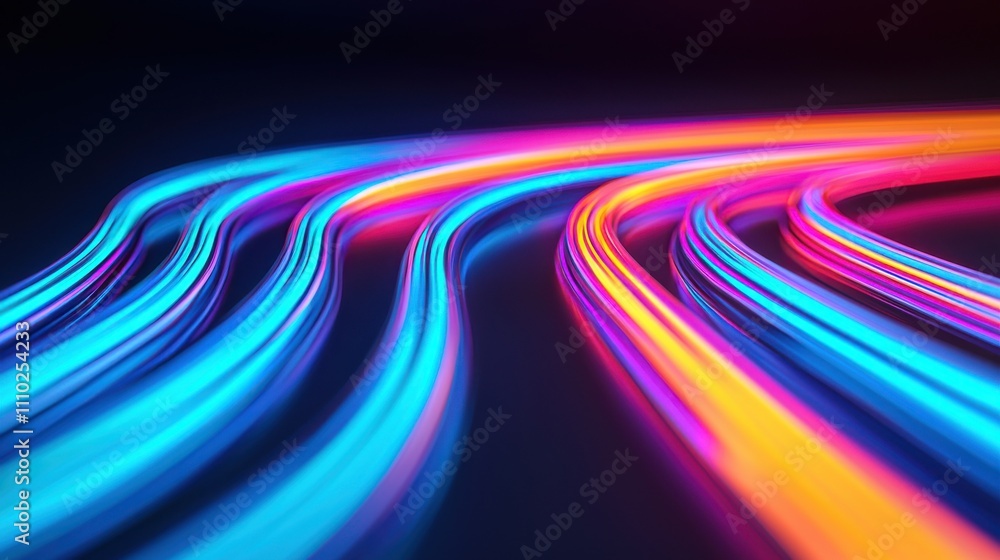 Vibrant light trails create dynamic motion effect. Vibrant light trails create dynamic motion effect.