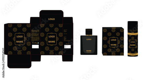 Packaging design, luxury perfume box, deo design mock up box. Illustration vector.