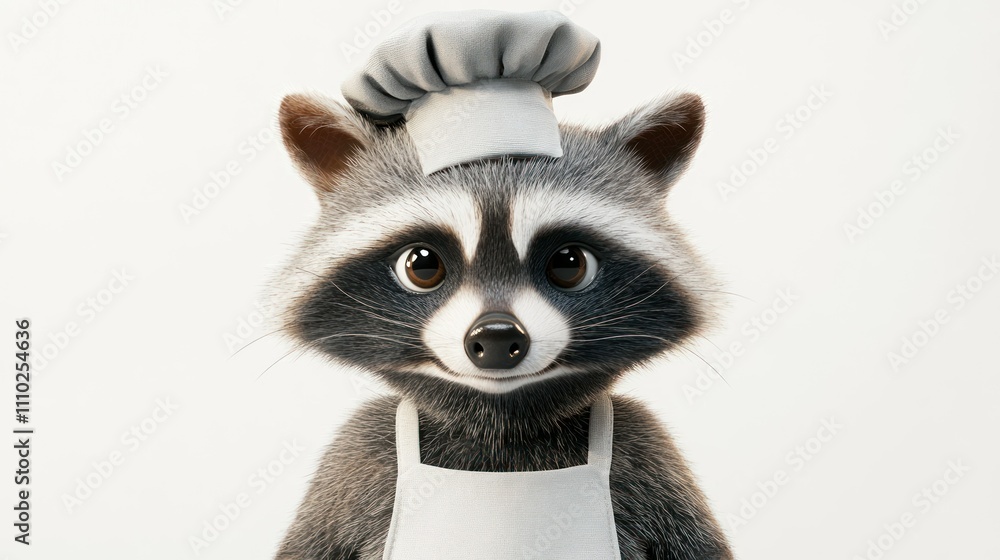 A Raccoon Chef Wearing a White Toque and Apron A Raccoon Chef Wearing a White Toque and Apron