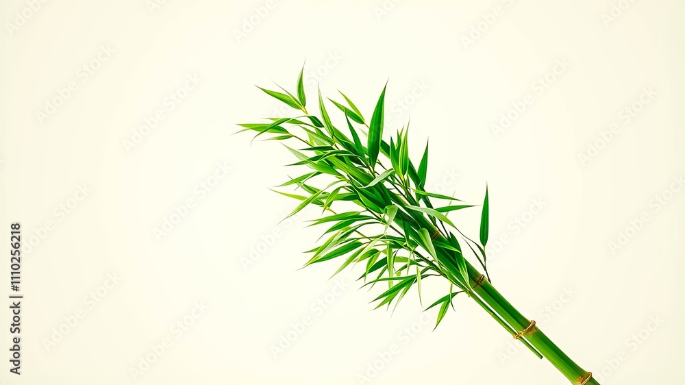 Obraz premium Lush Green Bamboo Shoots with Vibrant Foliage Against a Clean White Background