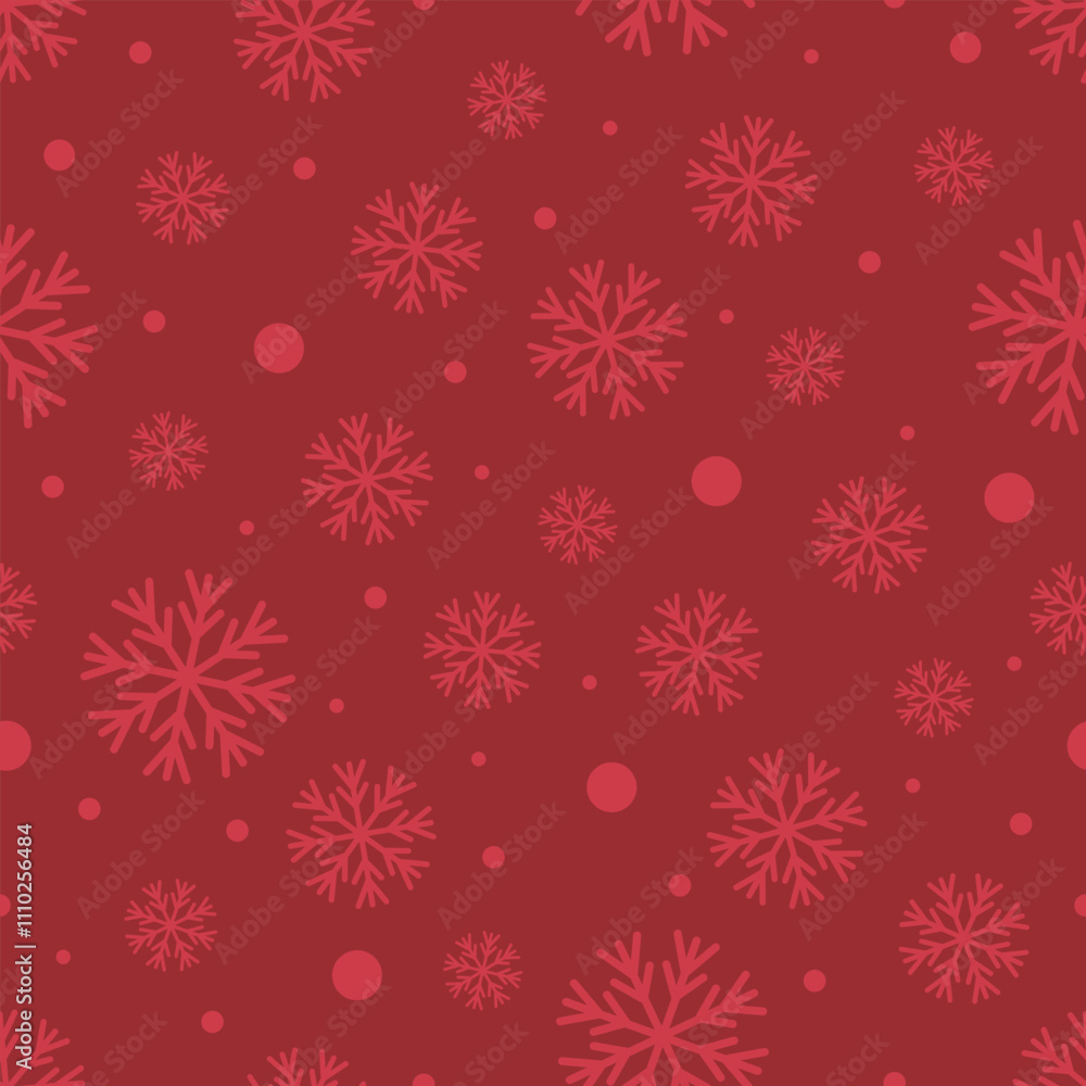Seamless vector Christmas pattern with snowflakes on a red background Seamless vector Christmas pattern with snowflakes on a red background