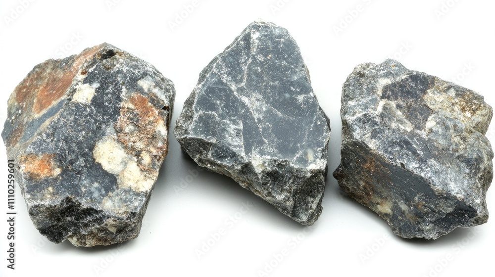 Zirconium mineral rocks displayed on a white background showcasing their natural texture and colors. Zirconium mineral rocks displayed on a white background showcasing their natural texture and colors.