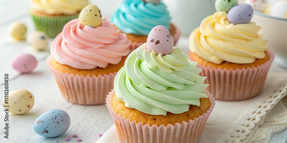 Colorful Cupcakes with Pastel Frosting and Easter Eggs for Festive Celebrations, Perfect for Spring and Easter Parties, Sweet Treats, Bakery Delights, and Dessert Inspiration Colorful Cupcakes with Pastel Frosting and Easter Eggs for Festive Celebrations, Perfect for Spring and Easter Parties, Sweet Treats, Bakery Delights, and Dessert Inspiration