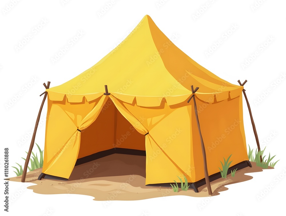 A Vibrant Yellow Camping Tent Ready for Adventure A Vibrant Yellow Camping Tent Ready for Adventure